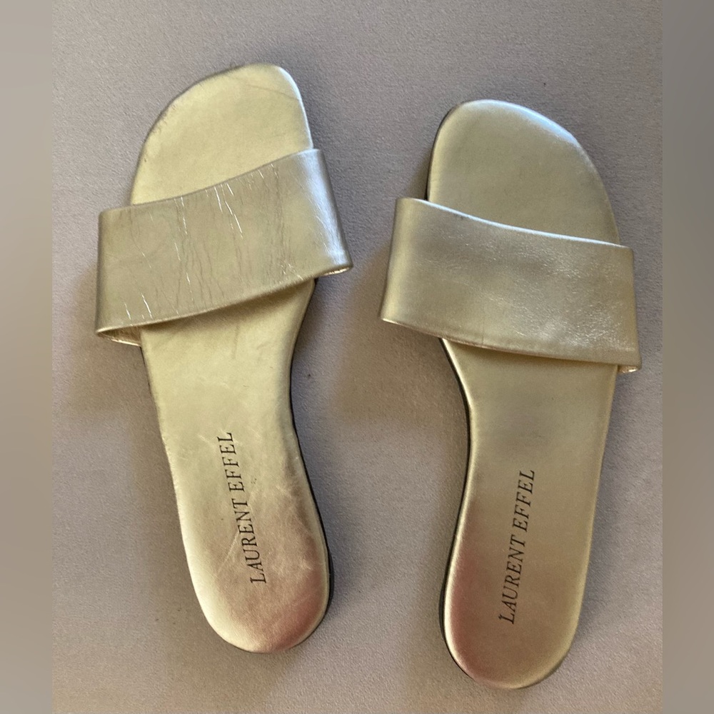 Laurent Effel Gold Leather Sandals.  Size 39.  Never worn.